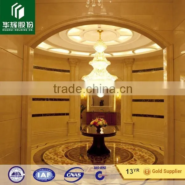 New Crema Marfil Marble Roman Roumd Column Pillar With Tan Brown Cap and Base photo-5
