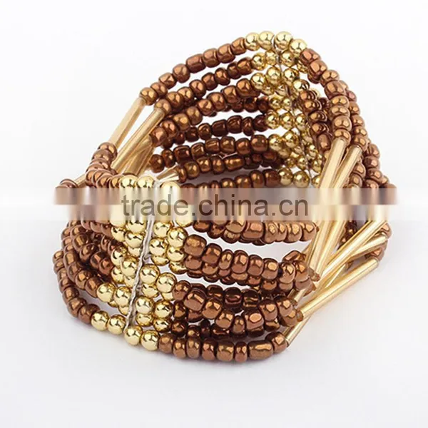 2016 Trending Products Gold Jewelry Small Beads Layered Women Bracelets photo-5