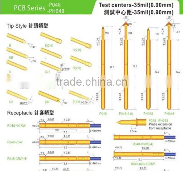 P048/PH048/P030/P035/PH035 0.68mm Thimble 4 Claw Type Spring Loaded Pogo Probe Testing Pins photo-6