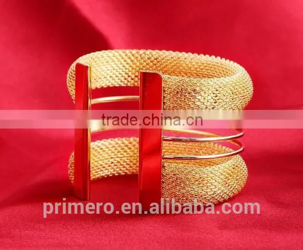New Hight Quality Gold Wire Mesh Wide Open Cuff Bangle Punk Rock Bracelet Jewelry photo-5