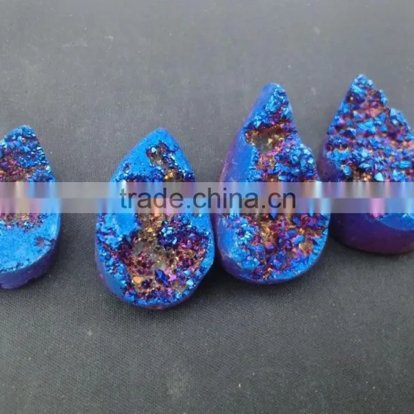 In Stock!!! Blue Color Agate Necklace Drusy Pendant Pear Shape Druzy Pendant photo-6