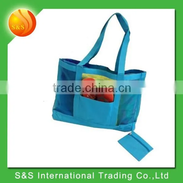 2016 Large Ladies Mesh Tote Beach Bag With Samll Pouch photo-3