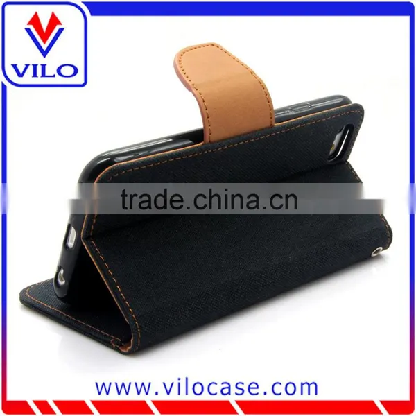 Color Combo Buckle Jean Materail Leather Case Cover for Iphone 6 photo-5