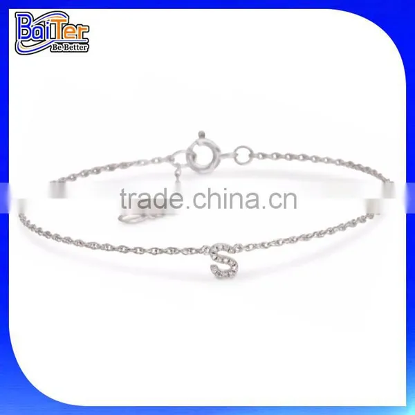 Custom Fashion Rose Gold Initial Cuff Bracelet 925 Sterling Silver Gold Initial Bangle Bracelet Quality Choice photo-4