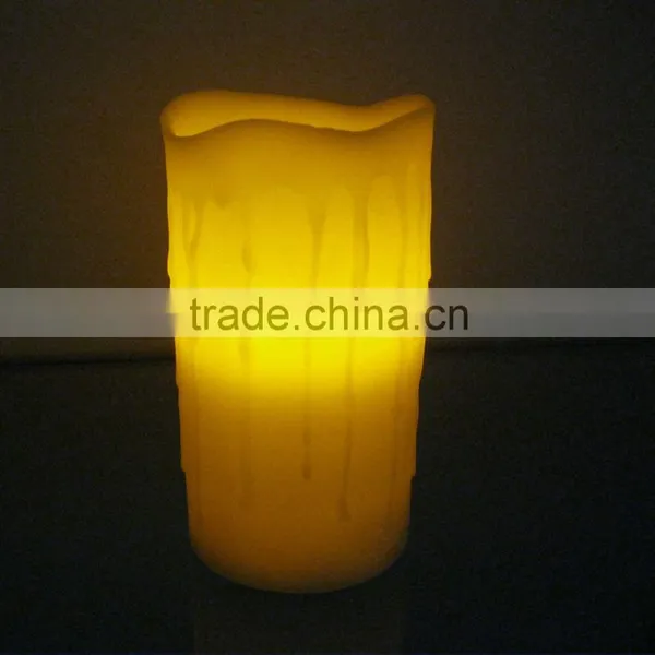 Dripping Feature Crater Design Flicker Flame Wax Candle Led With Timer
