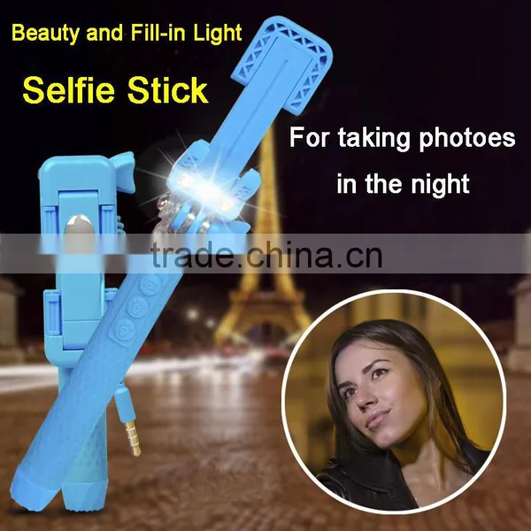 Selfie Monopod LED Flash Smartphone Selfie Stick Supreme Mini Night Version LED Filling Light For Android Phone for IPhone