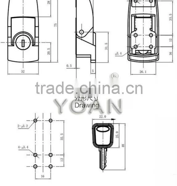 Zinc Die-casting Spring Load Hasp Latch Locks With 2 Keys for Cabinets photo-2