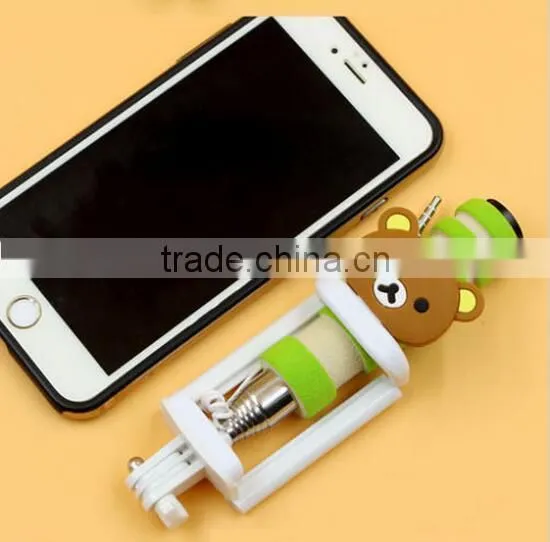 Fashion Cartoon Mini Selfie Stick Wired Remote Holder Phone Monopod Paul Teddy Doraemon photo-4