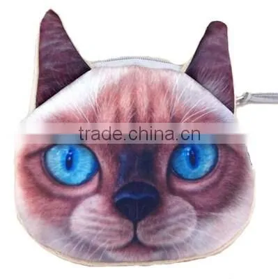Eye-catching 3D Cute Lovely Children Coin Money Card Cat Zipper Purse photo-6