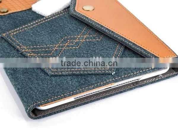 Wholesale Price Factory Strong Protect Pocket Jeans Leather Tablet Cover for Ipad photo-4