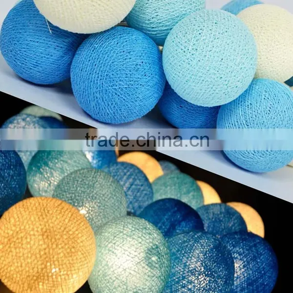 20Bulb/Set Handmade Blue Cotton Balls String Lights For Home Decoration Lighting, Holiday, Party, Wedding, Christmas/Xmas Gift