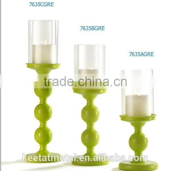 Cold Rolled Steel Metal Hurricane With Clear Glass And Color Stand photo-4