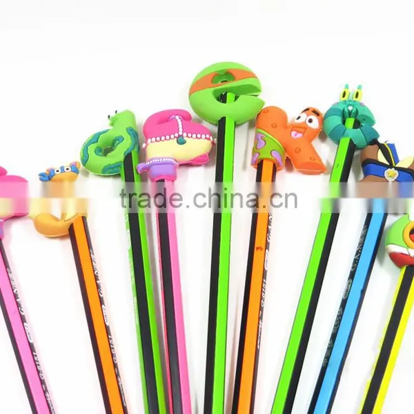 Cartoon Character Design Rubber Pencil Topper/ Soft Pvc Pen Topper photo-4