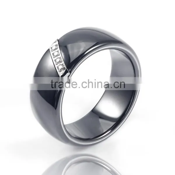 Stainless Steel Ceramic Micro-setting cz Diamond New Coming Design Black Simple Ring Jewelry photo-2