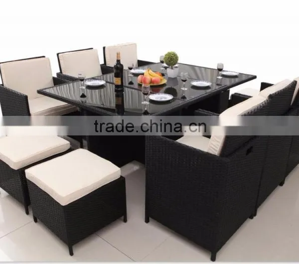 Weatherproof and Fireproof Cheap 11 PCS pe Rattan Furniture