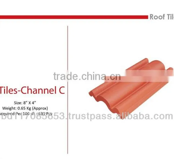 Roof Tiles-Channel C/ Clay/ Beige Color/ Eco Friendly/ Heat Insulation/ Water Resistance/ Cooler Temperature