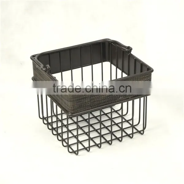 Square Metal Wire and Textilene Bathroom Caddy With Handle photo-4