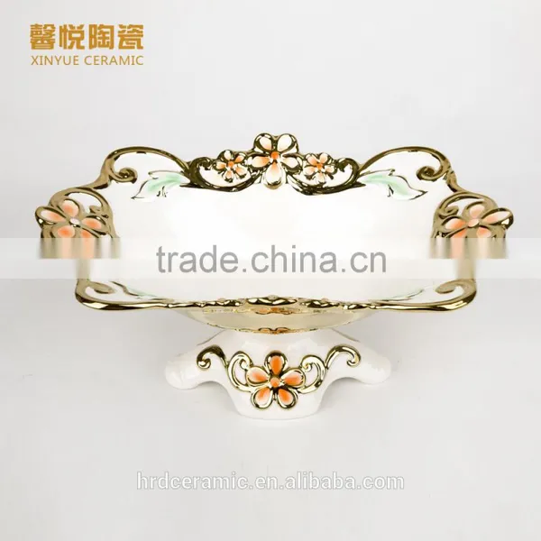 Hotel Used Ceramic Chocolate Candy Fruit Plate Golden,whole Porcelain Dish photo-2