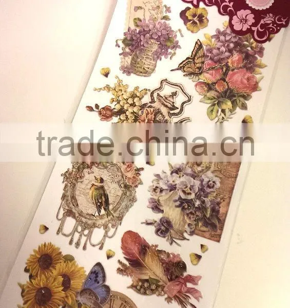 Floral Design Embossed Sticker, Antique Elegance Design Sticker for Decoration, Classic Decorative Shinny Glitter Sticker photo-3