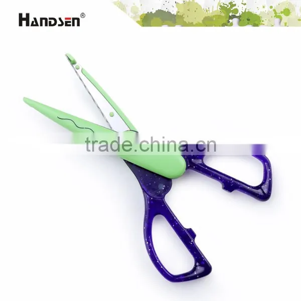 7-1/2" Beautiful Transparent With Glitter Handle Wave Scissors photo-2