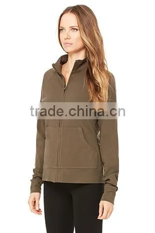 Custom Jacket Manufacturers Women's Long Raglan Sleeves Zipper Cotton Spandex Jacket photo-2