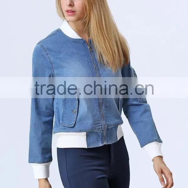 New Fashion Wholesale Long Sleeve Denim Jacket For Women photo-4