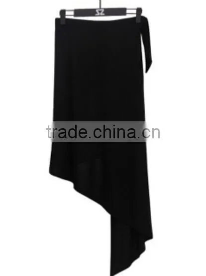 Slim Black Female Qun Zi Asymmetric Trend photo-3