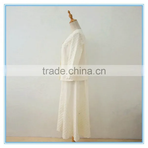 Ladies Formal Mesh Suits Embroidery White Elegant Blouse And Skirt Sets photo-2
