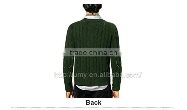 Cable Knit Handmade Wool Man Cardigan Sweater photo-3