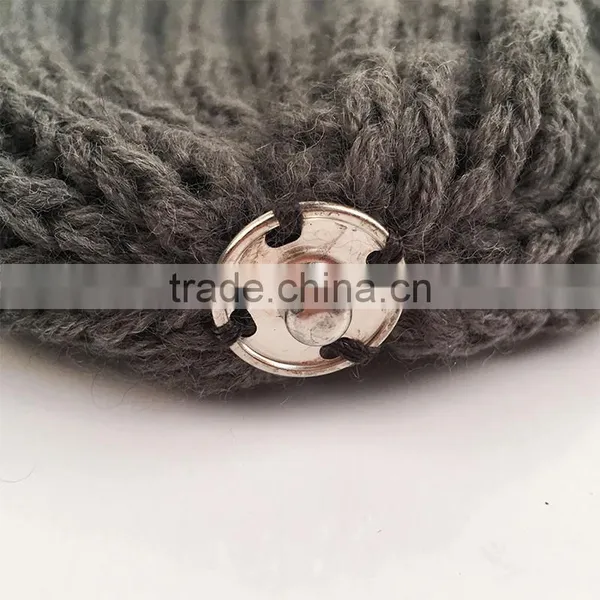 Myfur Dark Gray Wool Knitting Hat Couple Cap With Raccoon Fur Pompom photo-6