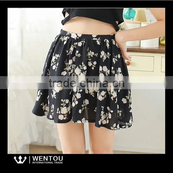 New Fashion Sweet Lady Elastic Waist Floral Skirts photo-4