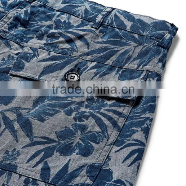 High Quality Whole Through Floral Prints One Button Closured Chino Shorts for Men photo-5
