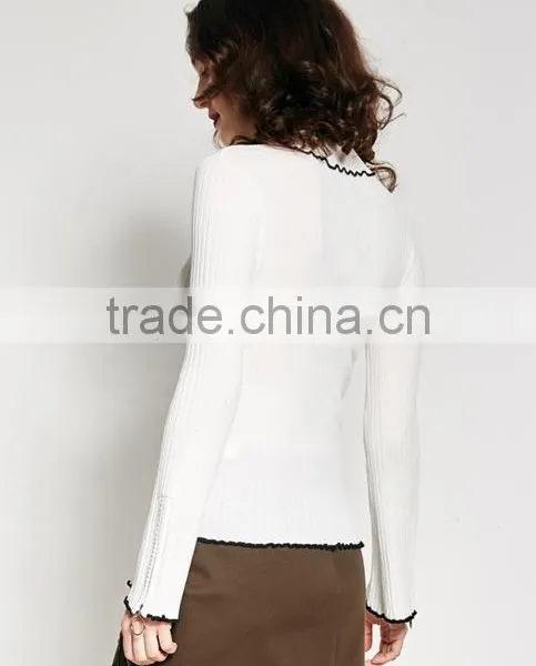 Women's Crew Neck Cotton Free Knitting Pullover Sweater Pattern With Zipper photo-4