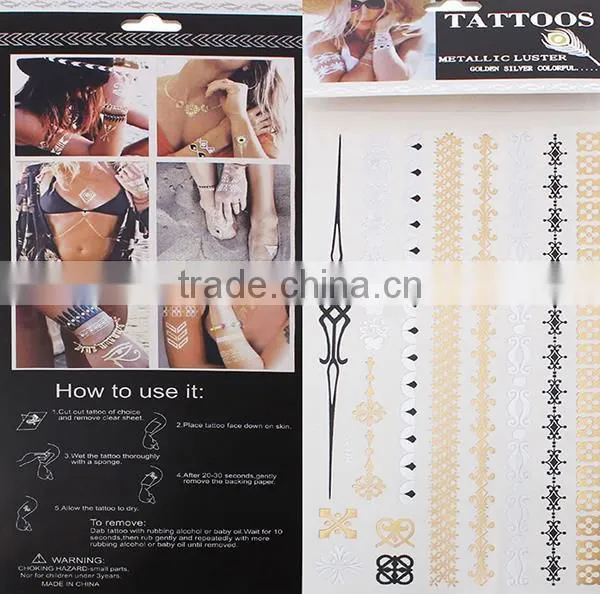 Latest Professional Removable Waterproof Metallic Temporary Belly Tattoos photo-3