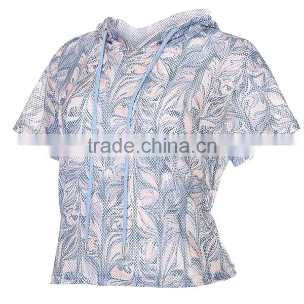 Women's Short Sleeve Cool Feeling Lightweight Running Hooded Shirt photo-5