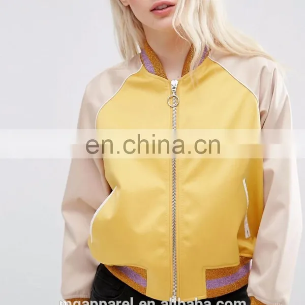Most Popular Wholesale Nylon Blank Bomber Jackets With Metallic Trim photo-4