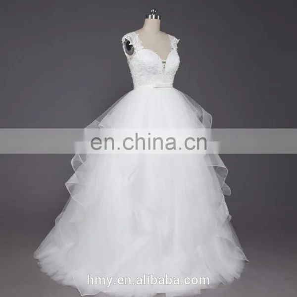 V Neckline A-line Sexy Backless Bridal Gown Lace Wedding Dresses Styles photo-2