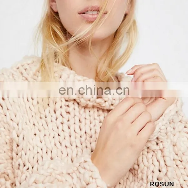Oversized Sweater Tunics for Women of Long Sleeve Apricot Knit Ladies Tops With Latest Chunky Handmade Design as Crochet photo-5