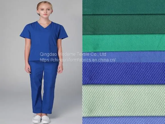 Medical Polyester Cotton Scrub Hospital Uniform Fabric