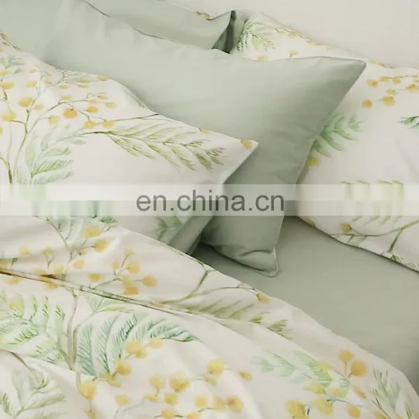 RawHouse Home Textile Plant Yellow Flower Print Cotton Bedding Set