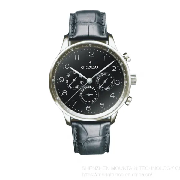 Stainless Steel Multi-Function Watches Man Genuine Leather Quartz Chronograph Watch photo-2