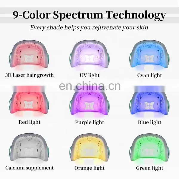 LED Light Pdt Skin Whitening Device 9 Colors 3d Laser Hair Growth Led Hot And Cold Spray Skin Care Beauty Machine With Steamer photo-5