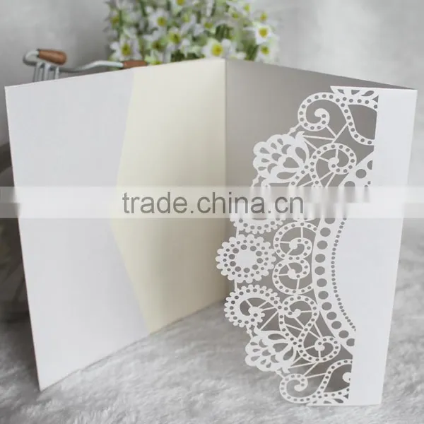 2016 Hot Sale White Lace Cut Pocket Classical European Style Wedding Invitations photo-4