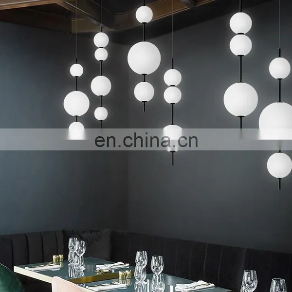 Creative Modern Nordic Chandelier Lamp White Gourd Simple Round Glass Ball LED Indoor Pendant Light photo-2