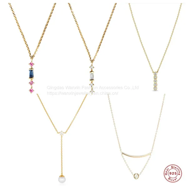 S925 Sterling Silver Long Quality Zircon Collar Chain photo-2