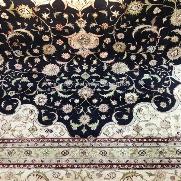9x12ft Dark Mblue Handmade Silk Persian Carpet for Sitting Room and Meeting Room photo-4