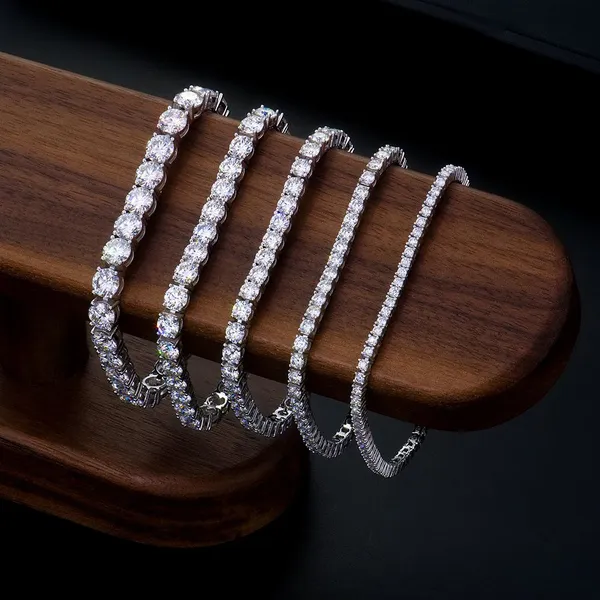 S925 Necklace Moissanite Wholesale Custom Men's Tennis Chain Bracelet Trendy Hip Hop Style With 925 Ice 2-6mm VVS1 Moissanite photo-5