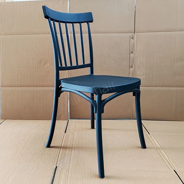 Stackable Plastic Chairs Vertical Slatted Backrest for Restaurant Cafe Garden Patio Dining Use photo-3