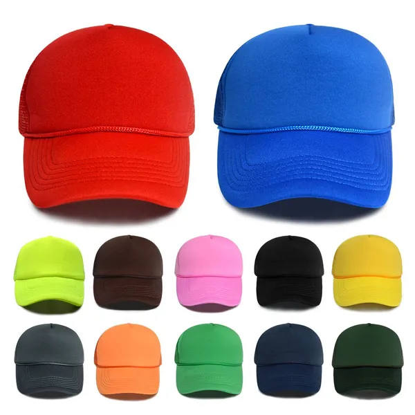 Wholesale Blank 5 Panel Foam Mesh Trucker Hat Custom Embroidery Logo Gorras White Foam Trucker Hat With Rope