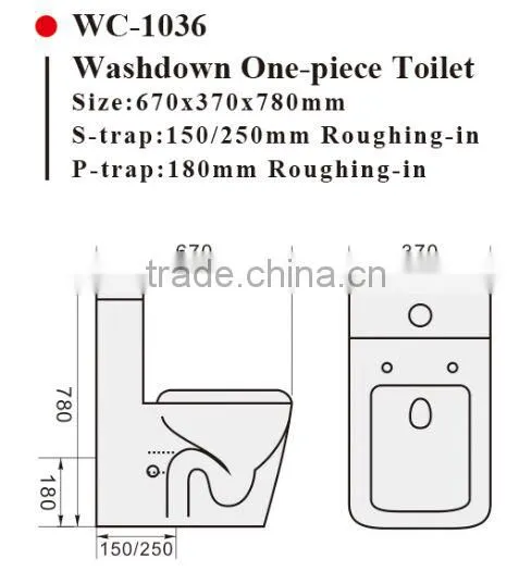 One-piece Washdown Watermark Toilet S/P Trap Back to Wall With GEBERIT or R&T Flush Valve Australian WELS WC-1036 photo-2